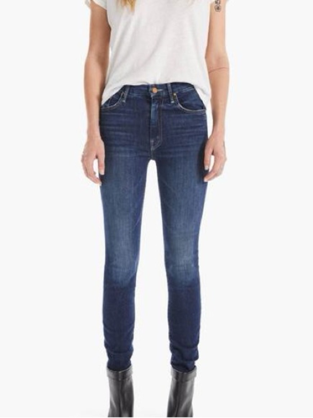 Mother High Waisted Looker Ankle Skinny Jeans Teaming Up Wash Size 25